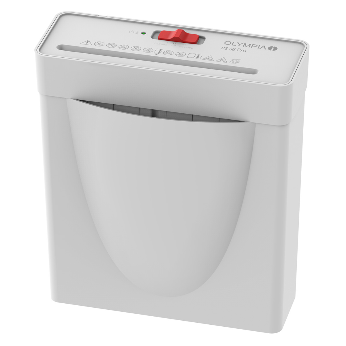 Olympia PS 36 Pro Aktenvernichter, weiß, 6 Blatt, Streifenschnitt 