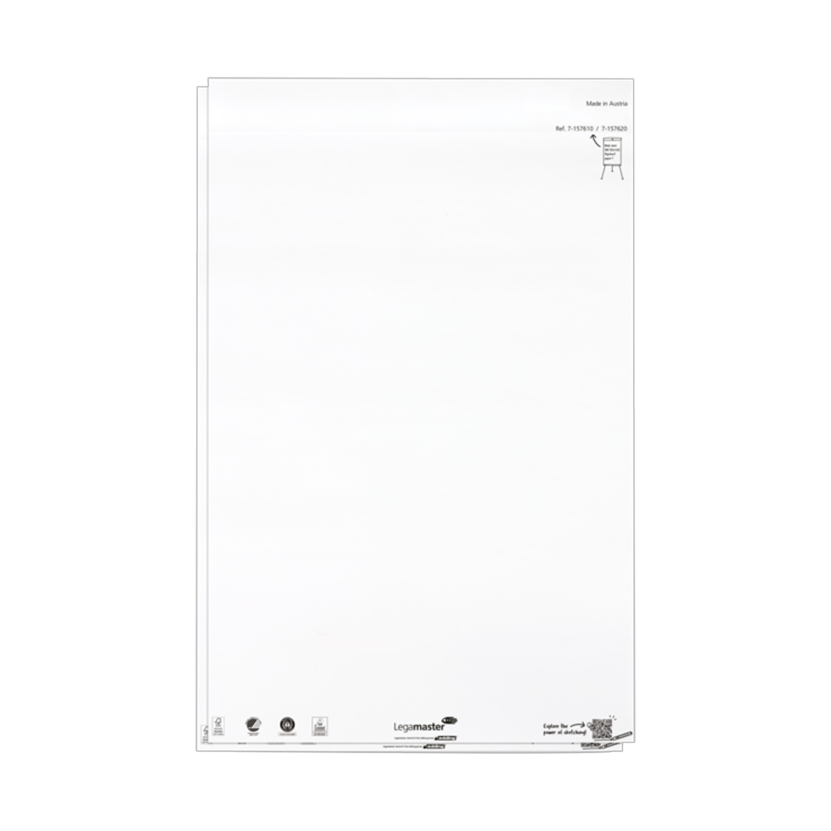 Legamaster 7-157620 Flipchart-Papierblock SKETCH ECO, blanko, 2x 50 Blatt