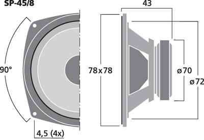 MONACOR SP-45/8 Tiefmitteltöner, 20 W, 8 O
