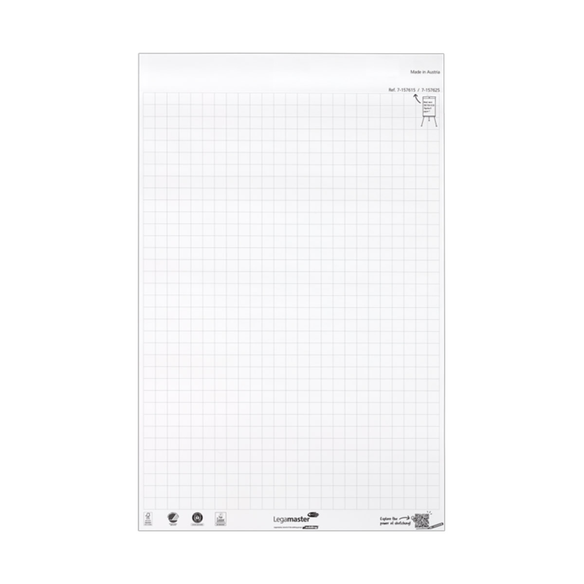 Legamaster 7-157625 Flipchart-Papierblock SKETCH ECO, Raster, 2x 50 Blatt