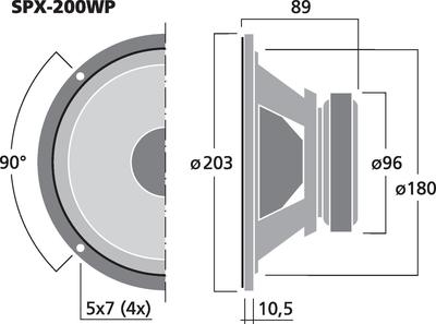 MONACOR SPX-200WP Hi-Fi-Breitbandlautsprecher, 50 W, 8 O