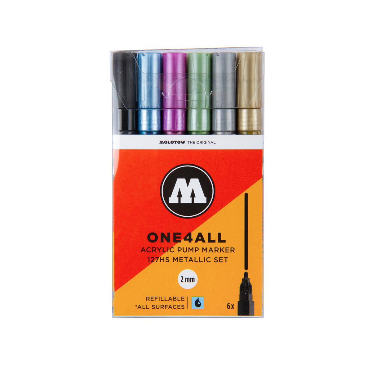 Molotow Acrylmarker ONE4ALL ACRYLIC 127HS 6er Etui, Metallic Set, sortiert 