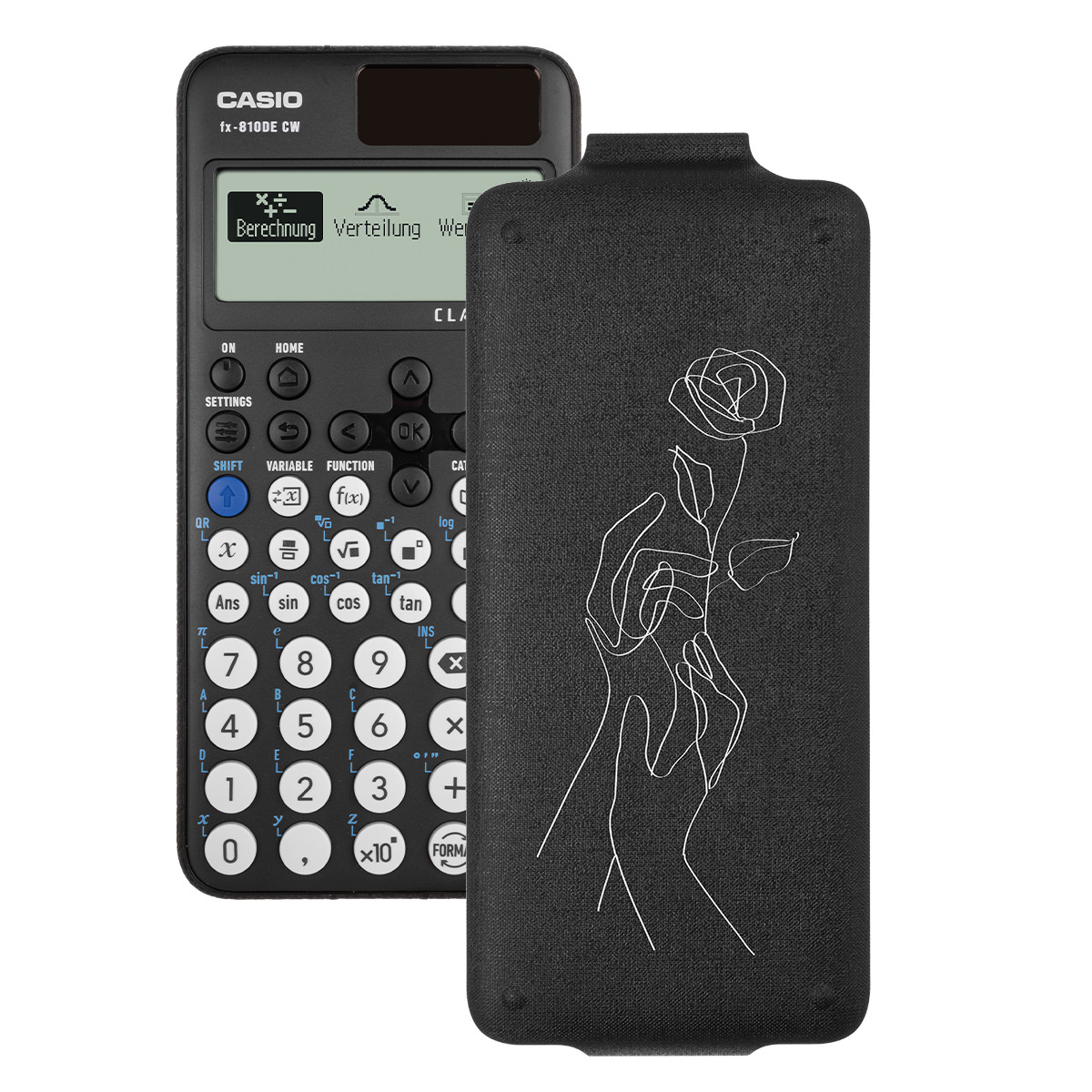 Casio FX-810 DE CW ClassWiz Schulrechner mit Rosen-Bedruckung (Motiv 03)