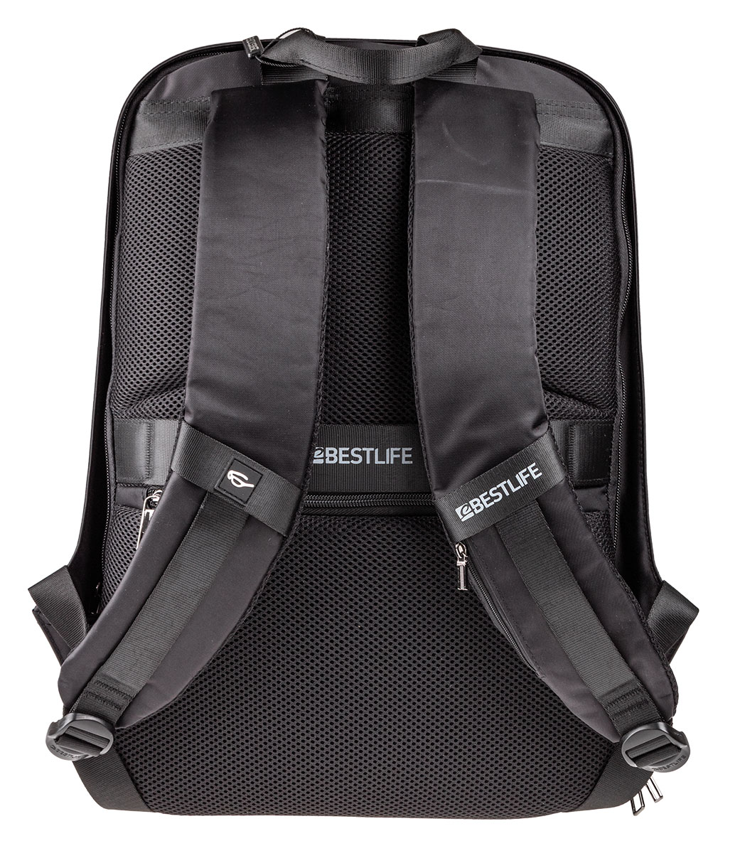 BestLife TravelSafe RUCKSACK schwarz Laptop Rucksack für 15,6" + USB Connector