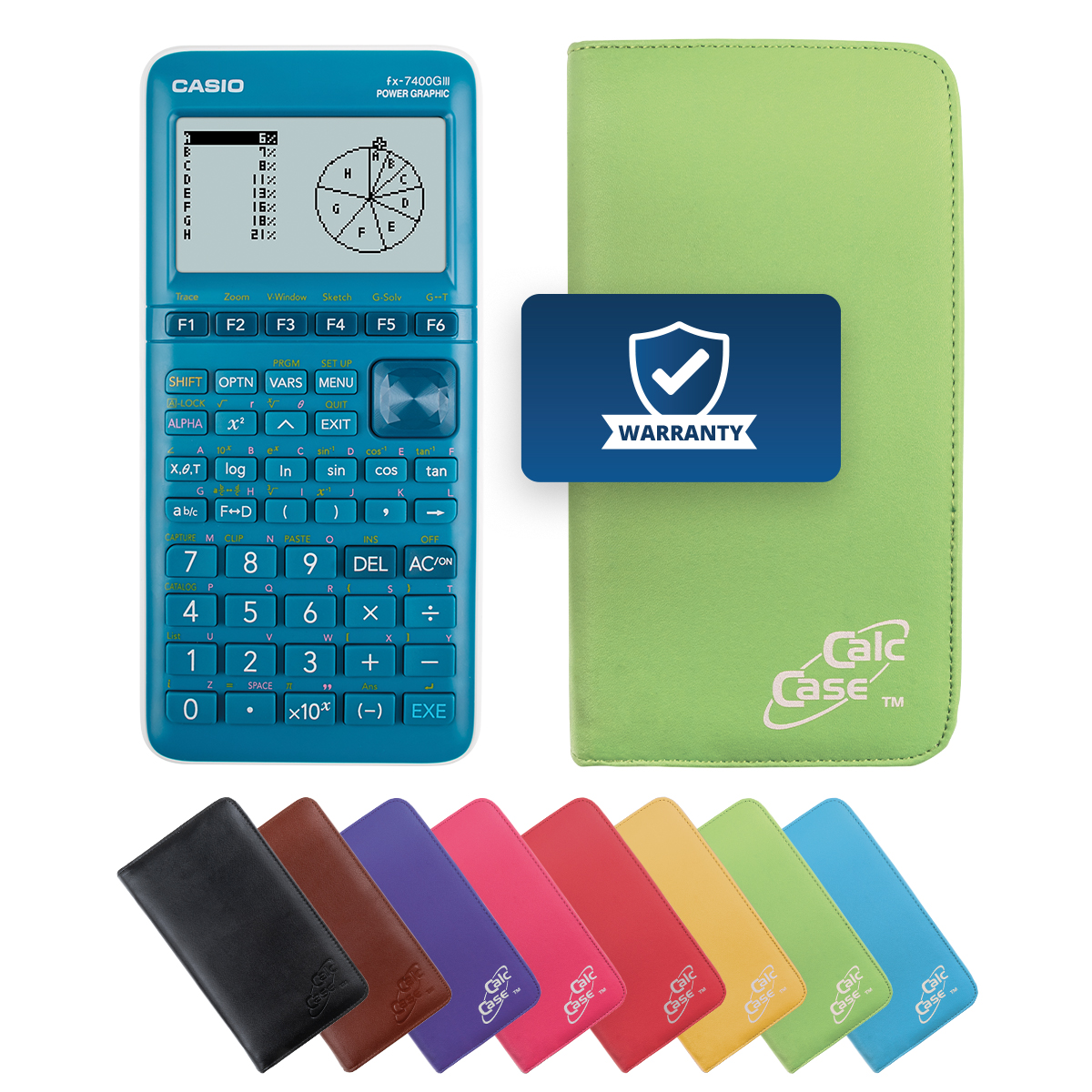 Casio FX-7400 G III Grafikrechner und Schutztasche grün 