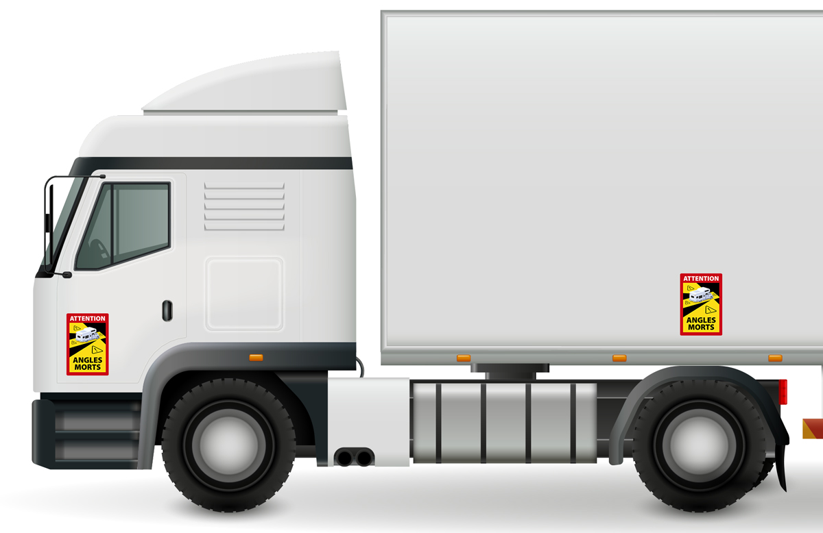 Angles Morts - Toter Winkel Hinweisschild für LKW/Sattelzug nanodot, wiederverwendbar, A5, 5 Stück