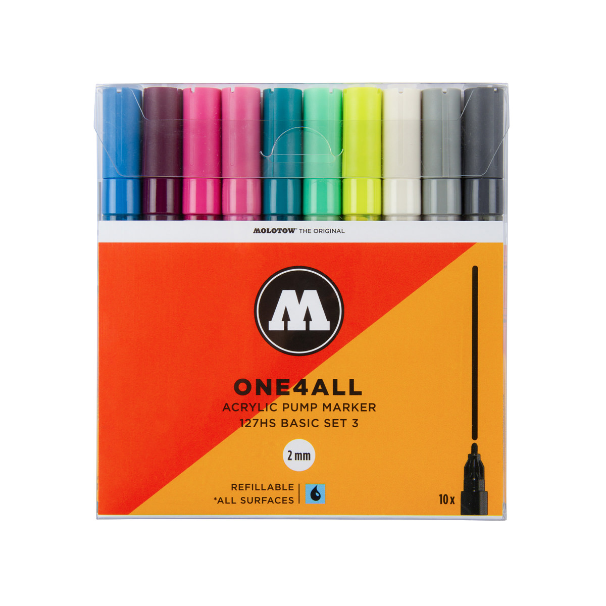Molotow Acrylmarker ONE4ALL ACRYLIC 127HS 10er Etui, 2 mm, Basic Set 3 