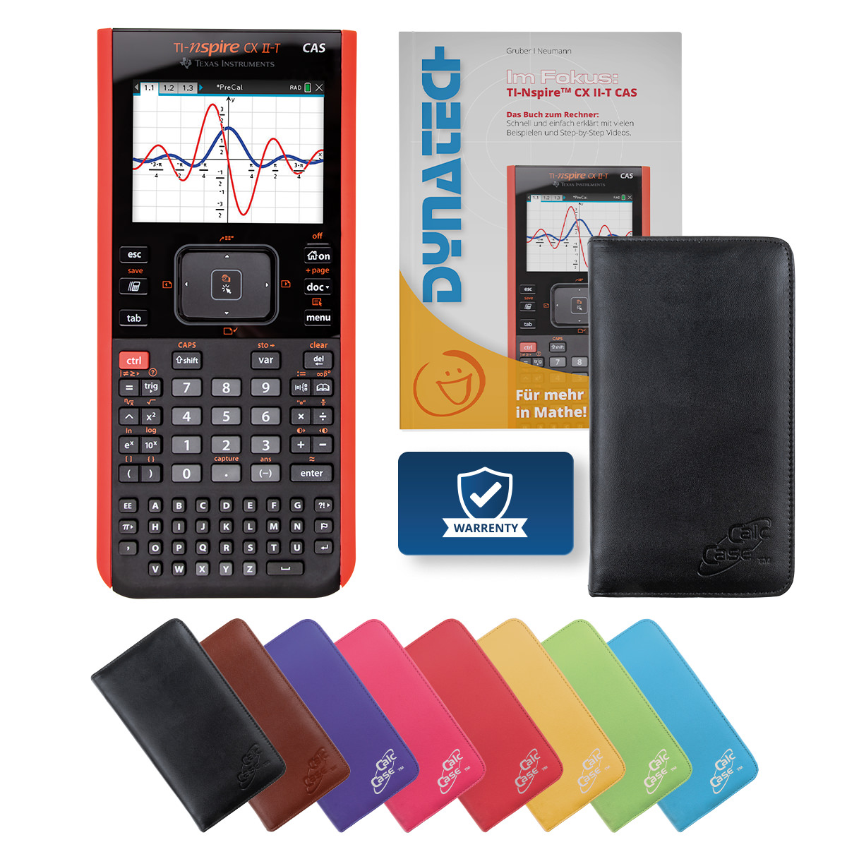 TI-Nspire CX II-T CAS Grafikrechner mit Schutztasche schwarz & Fachbuch 