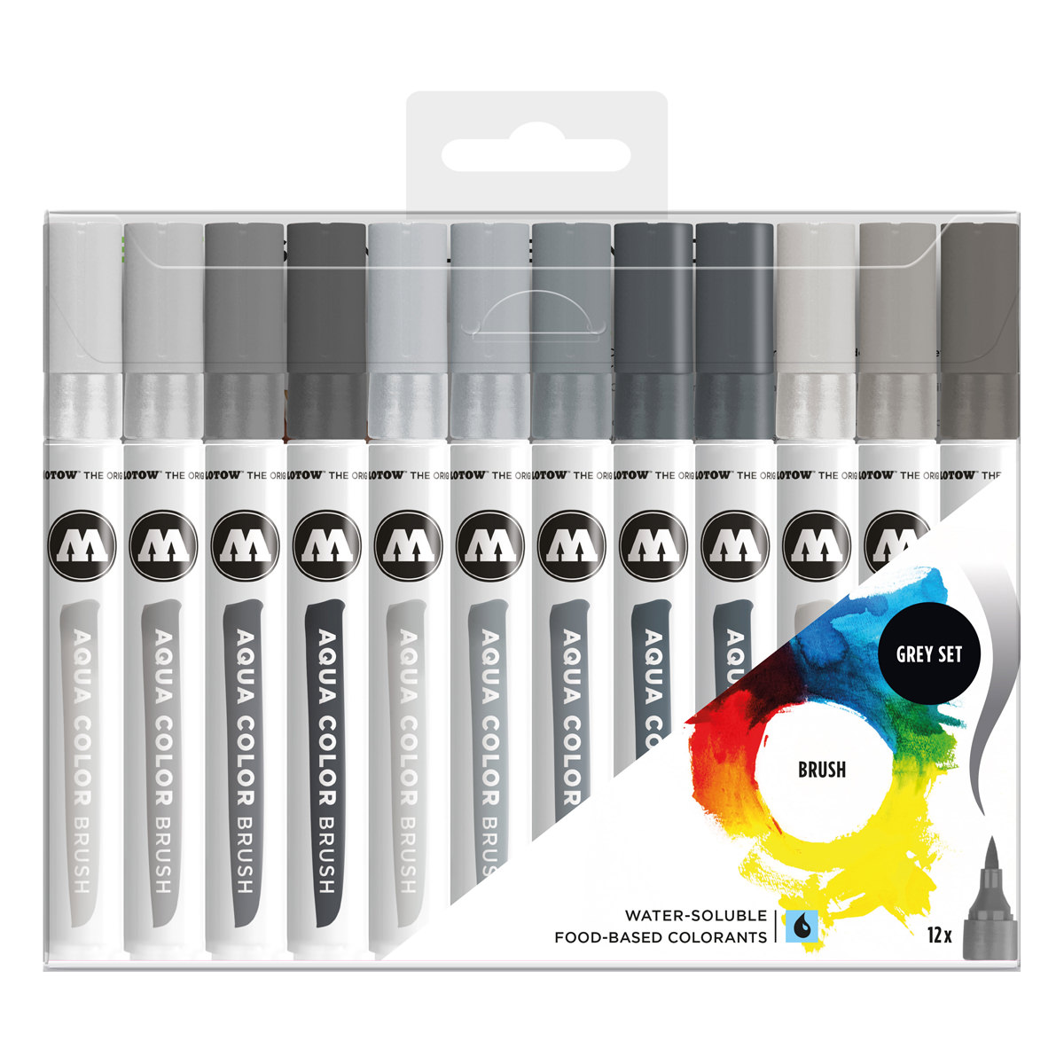 Molotow Marker AQUA COLOR BRUSH 12er Etui, Grey Set, sortiert 