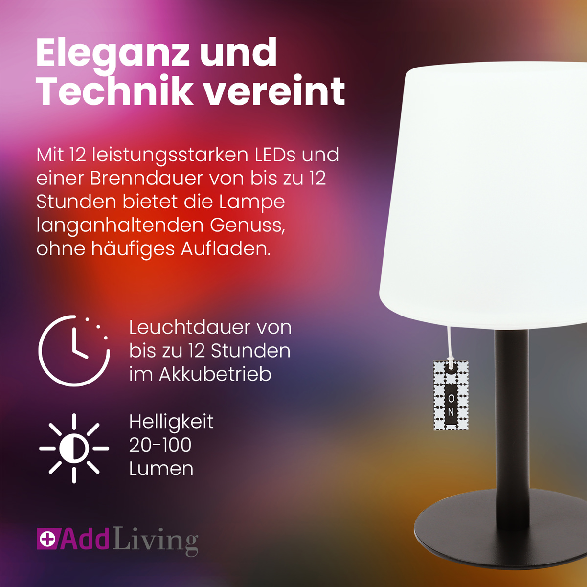 AddLiving LED Outdoor Tischleuchte 