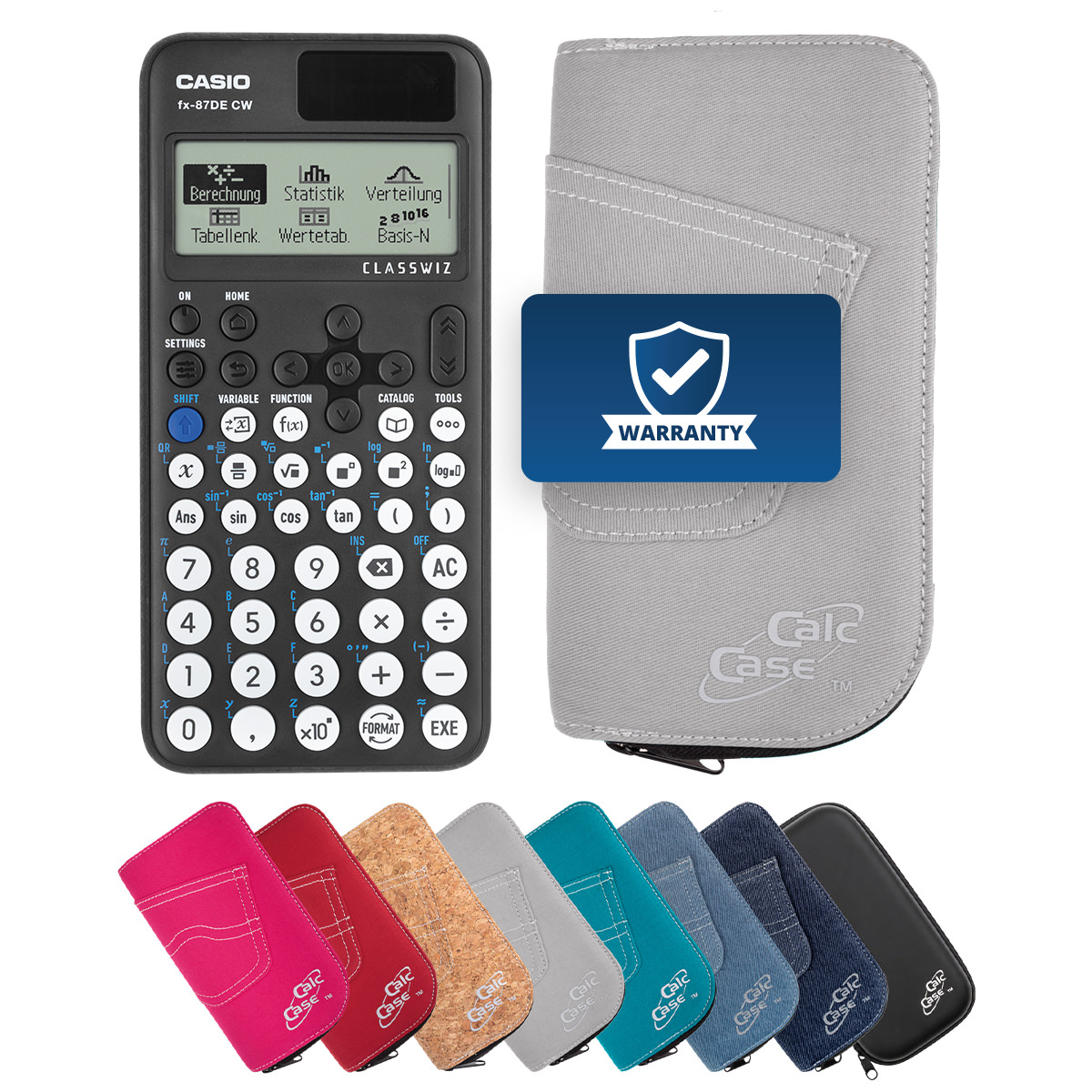 Casio FX-87 DE CW Schulrechner mit Schutztasche hellgrau 