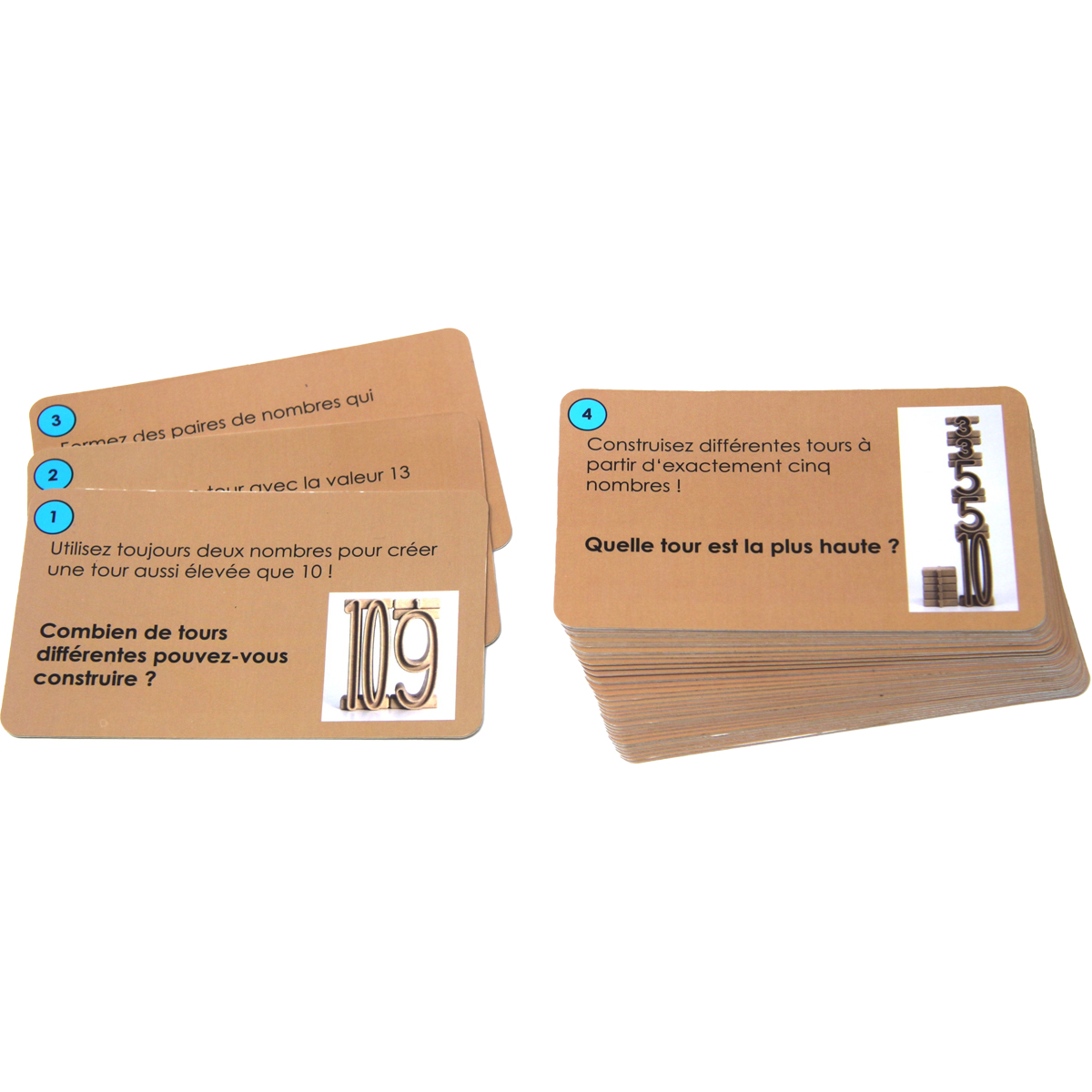 Wissner Aufgabenkärtchen in französischer Sprache für Stapelzahlen 
