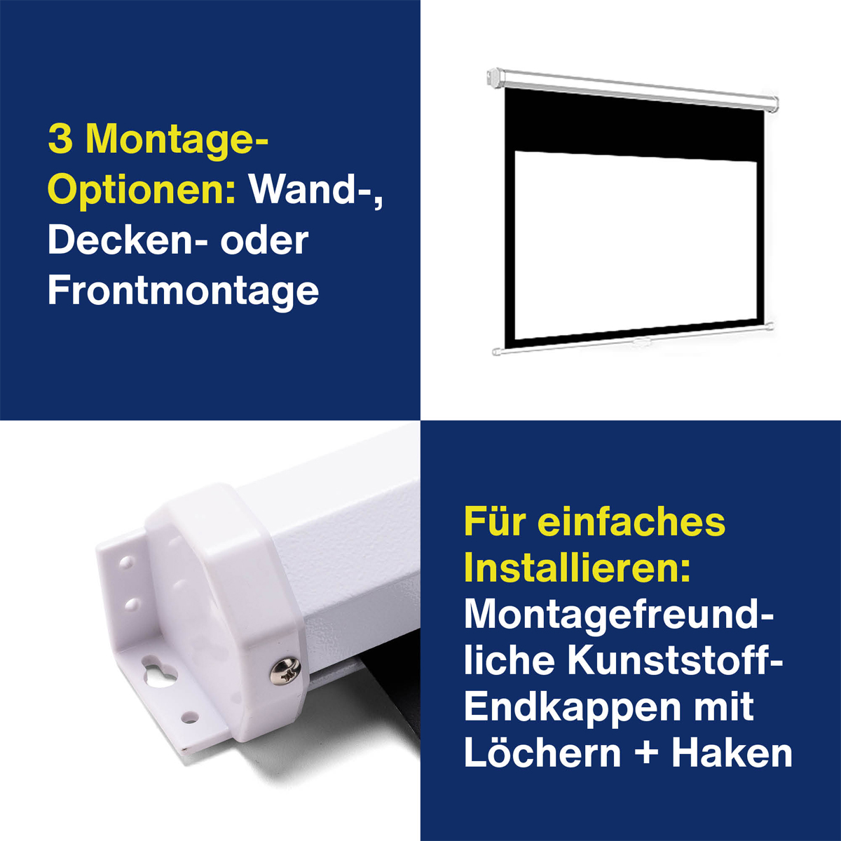 Magnetoplan Rollo-Leinwand manuell 180cm x 180cm 1:1, Rückseite schwarz 