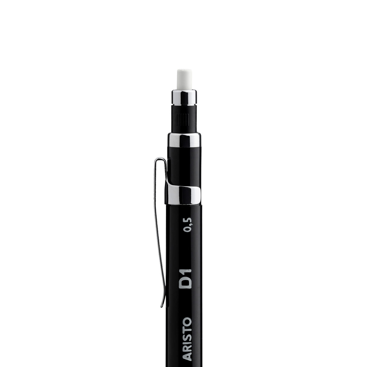 Aristo Feinminenstift D1 schwarz 0,5 mm, Gummigriffzone, Metallclip 