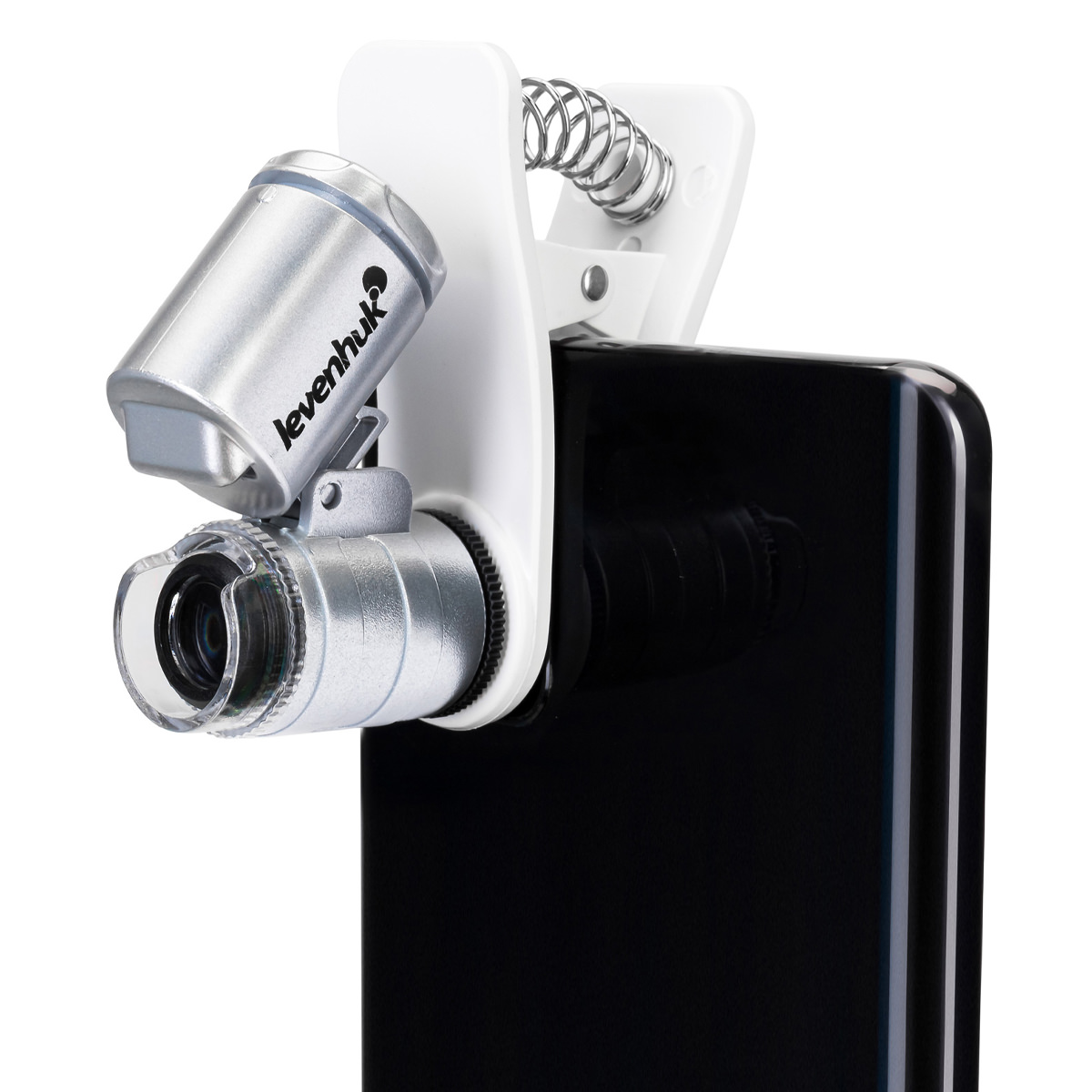 Levenhuk Zeno Cash ZC4 Pocket Mikroskop, 60 fach, LED + UV Beleuchtung, Clip zum Fixieren an einem Mobilgerät