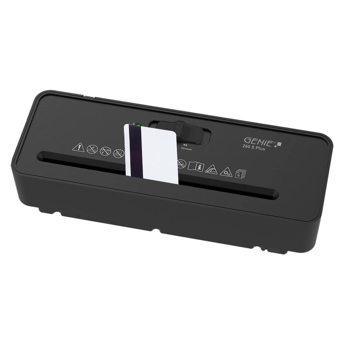 Genie 260 S Plus Aufsatzaktenvernichter schwarz, 6 Blatt, Sicherheitsstufe P-2, Streifenschnitt sowie Kreditkartenvernichtung