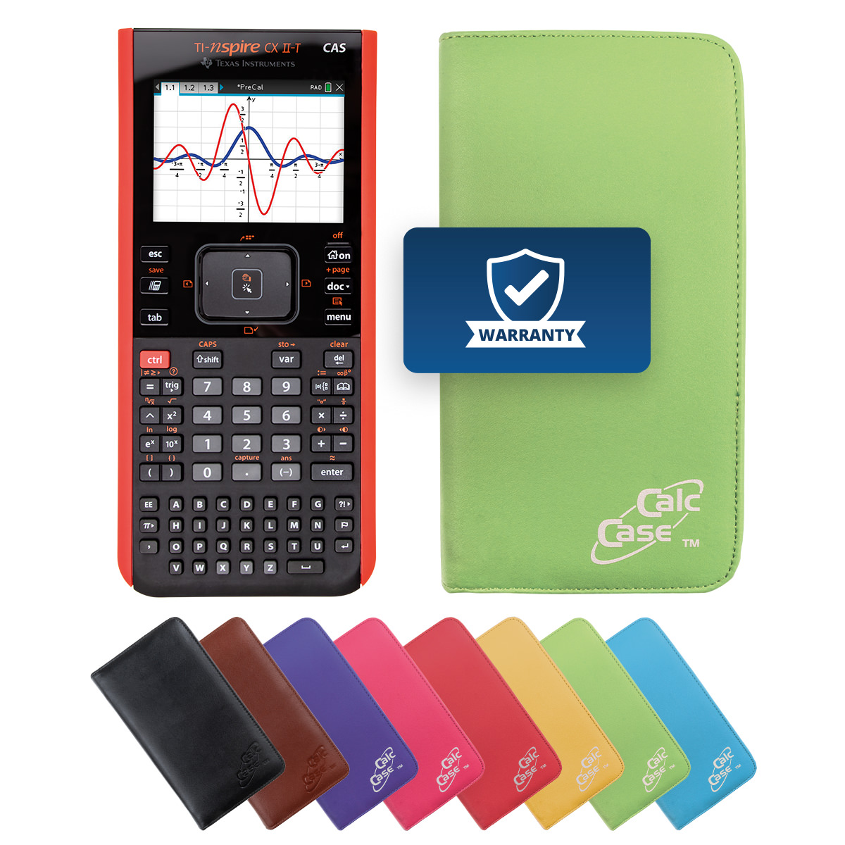 TI-Nspire CX II-T CAS Grafikrechner mit Schutztasche grün 