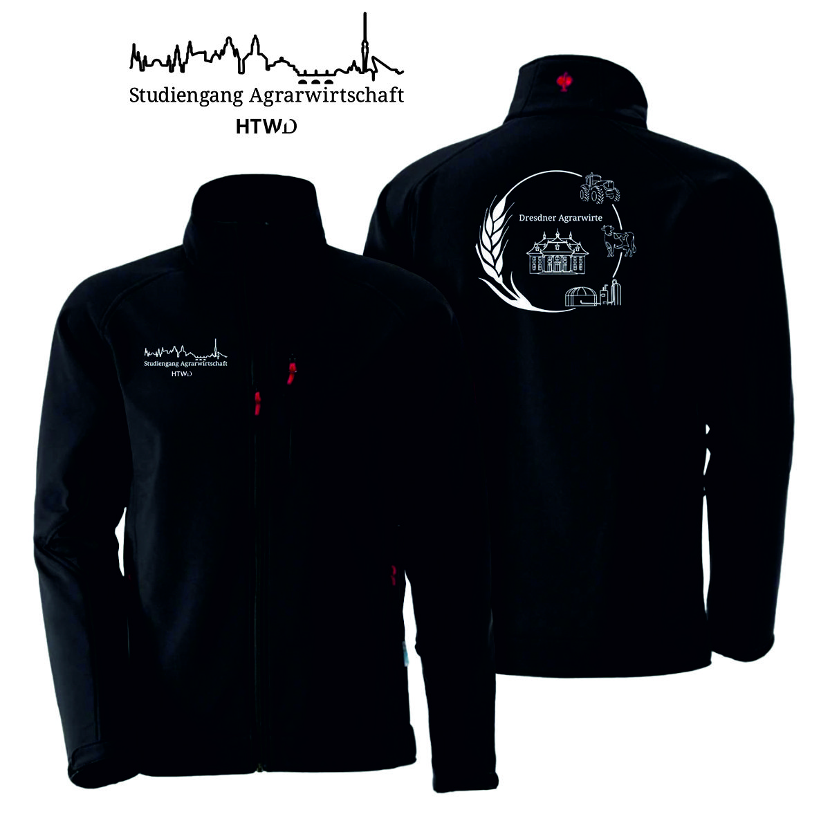 Softshell Jacke dryplexx® softlight schwarz, unisex, Größe M, Stick in weiß auf Brust rechts und Rücken mittig