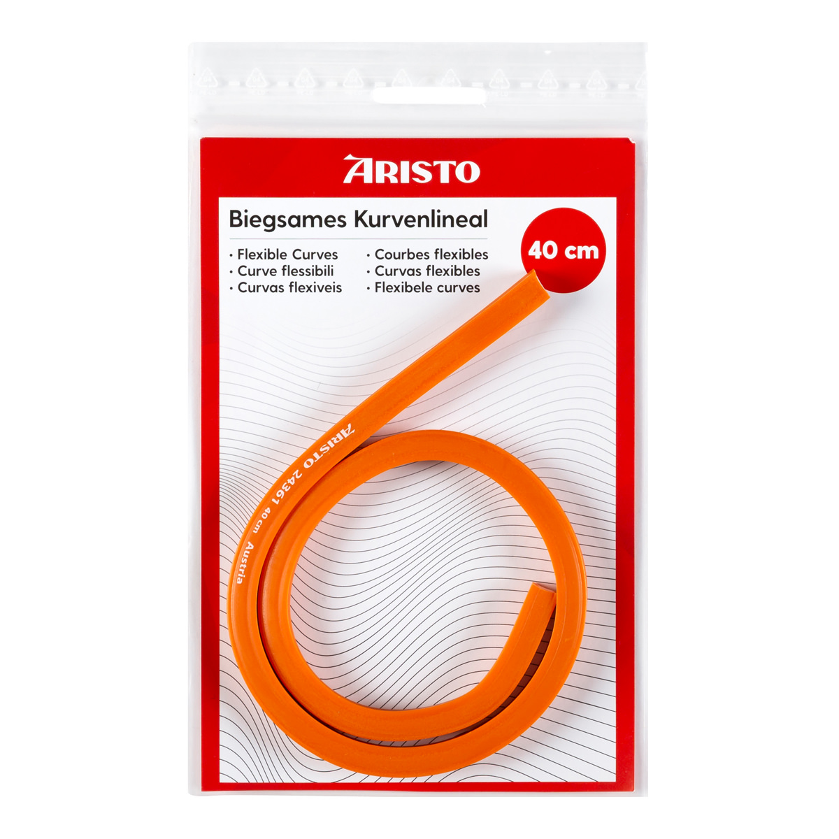 Aristo Biegsames Kurvenlineal 40 cm orange, Bleikern, Tuschekante 