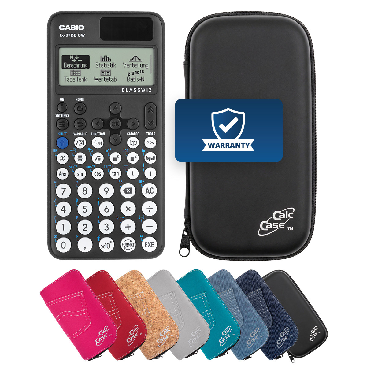 Casio FX-87 DE CW Schulrechner Basic Bundle mit Schutztasche 