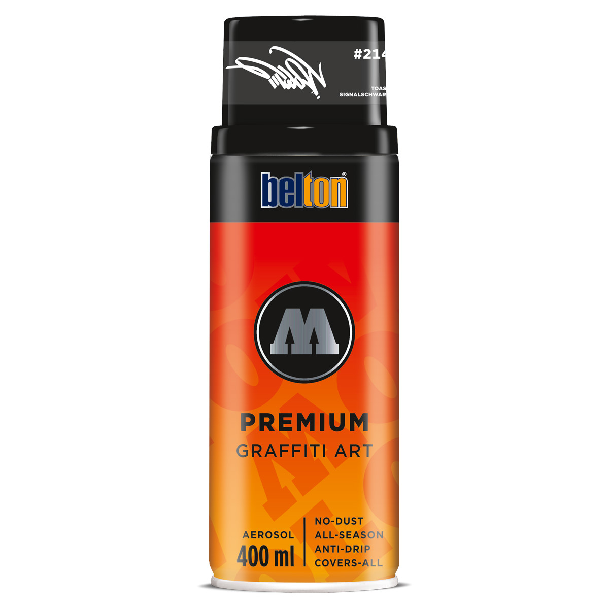 Molotow Sprühdose belton Premium Lackspray Nr. 214 TOAST signalschwarz, 400 ml 