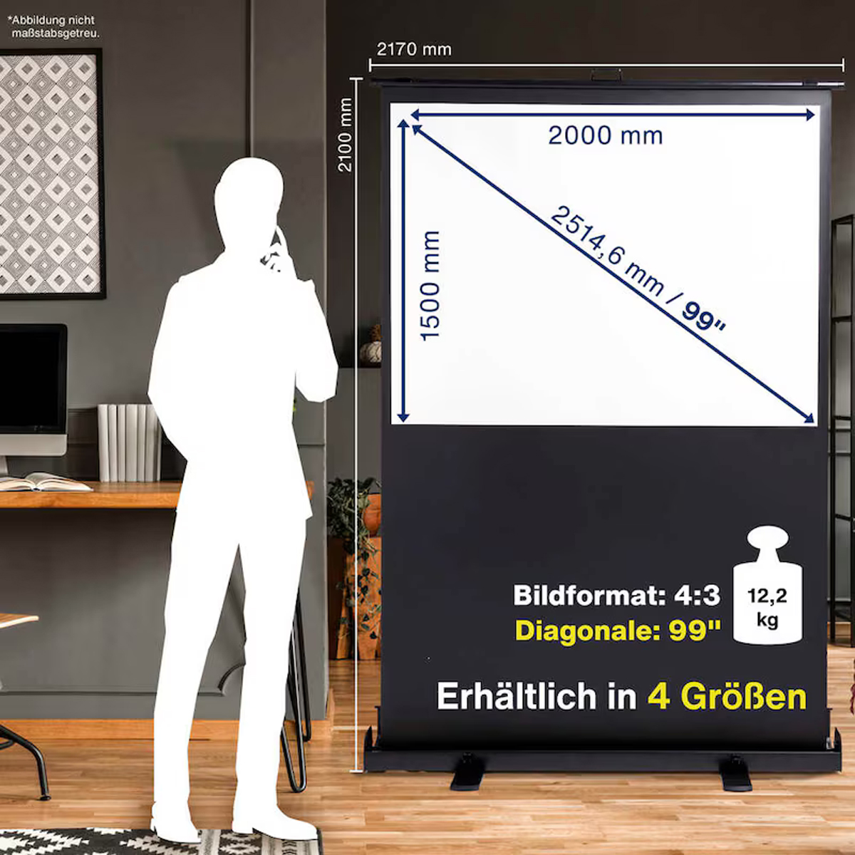 Magnetoplan mobile Pull-Up Bodenleinwand 4:3, 2000 x 1500 mm 