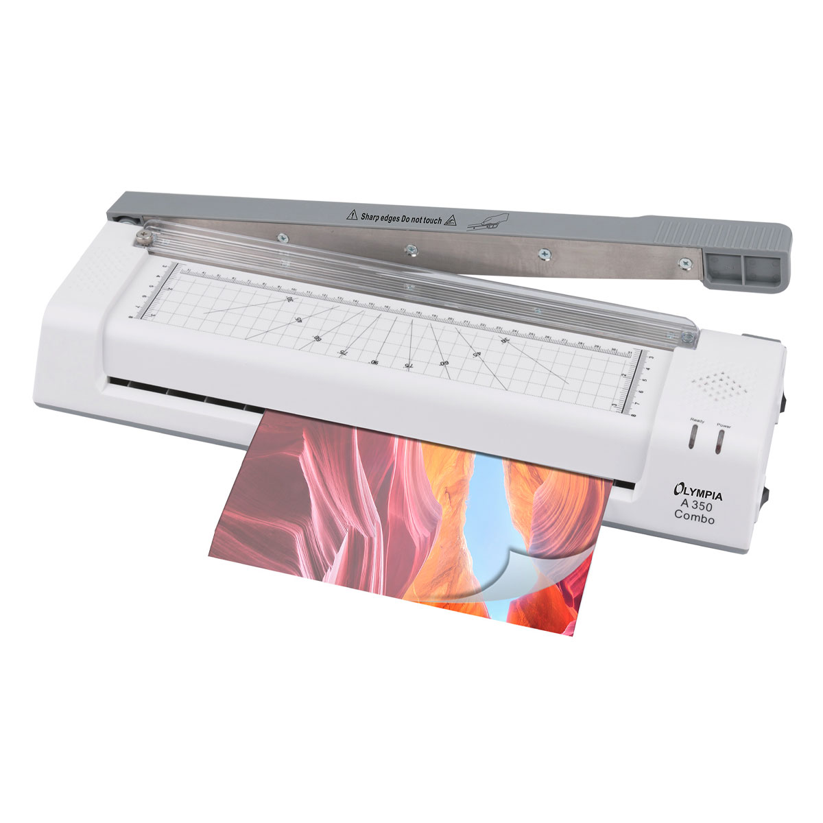 Olympia A 350 Combo Laminiergerät mit Hebel-Papierschneidemaschine A3, 330mm maximal, 8 Blatt 3 Schnittarten, 