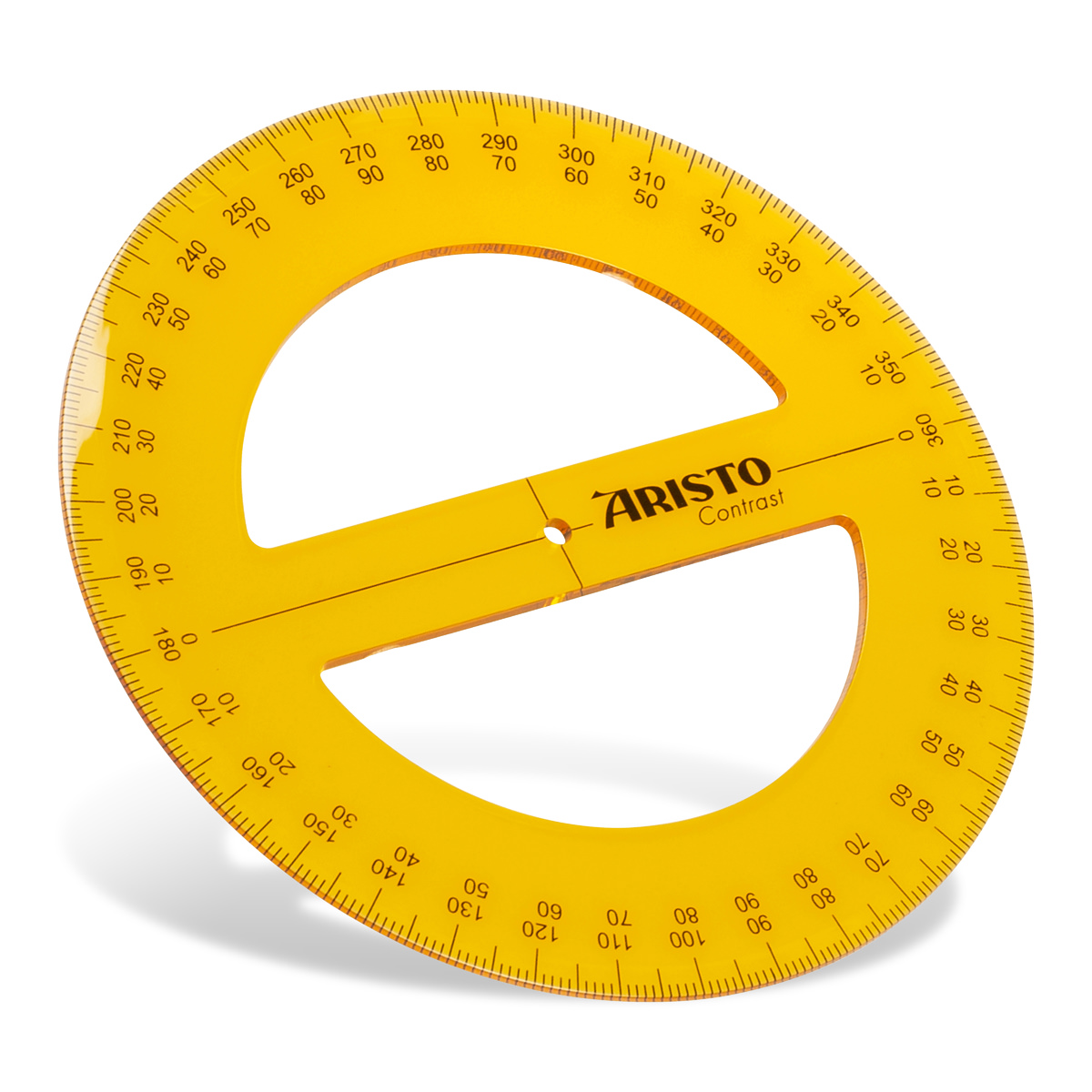 Aristo Contrast Vollkreis-Winkelmesser 360 Grad, Durchmesser 12 cm, orange 
