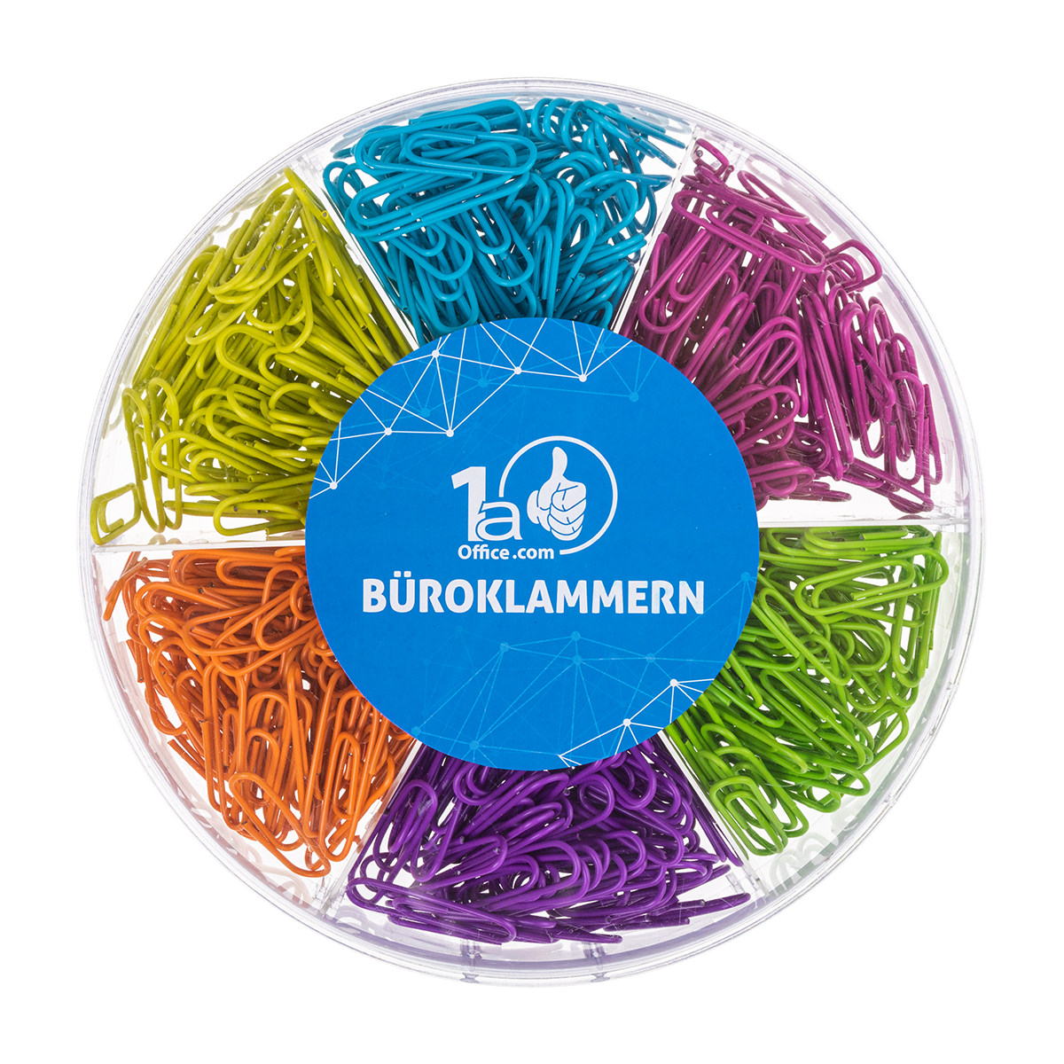 DynaTech Büroklammer 2,8 cm, 480er Box sortiert in grün, blau, lila, pink, orange, gelb