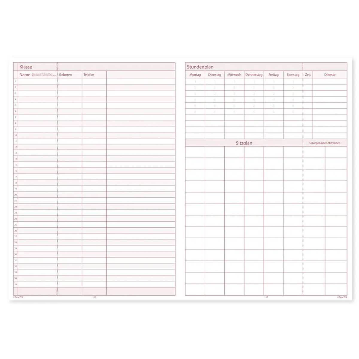 TimeTEX Kompakt-Lehrerkalender A4-Plus 2026/2027 mit 2 Lesebänder, Softcover und Verschluss-Gummi