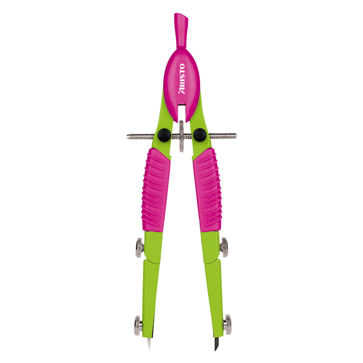 Aristo TopLine Schnellverstellzirkel grün/ pink, 2 Gelenke und Minen 