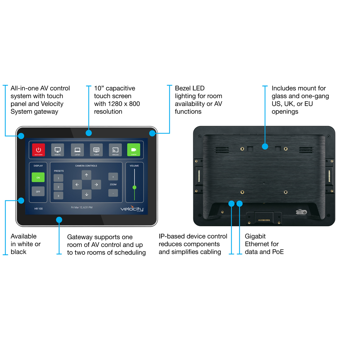 Atlona Velocity, AT-VTPG-1000VL-BL All-In-One 10 Touchpanel/Gateway