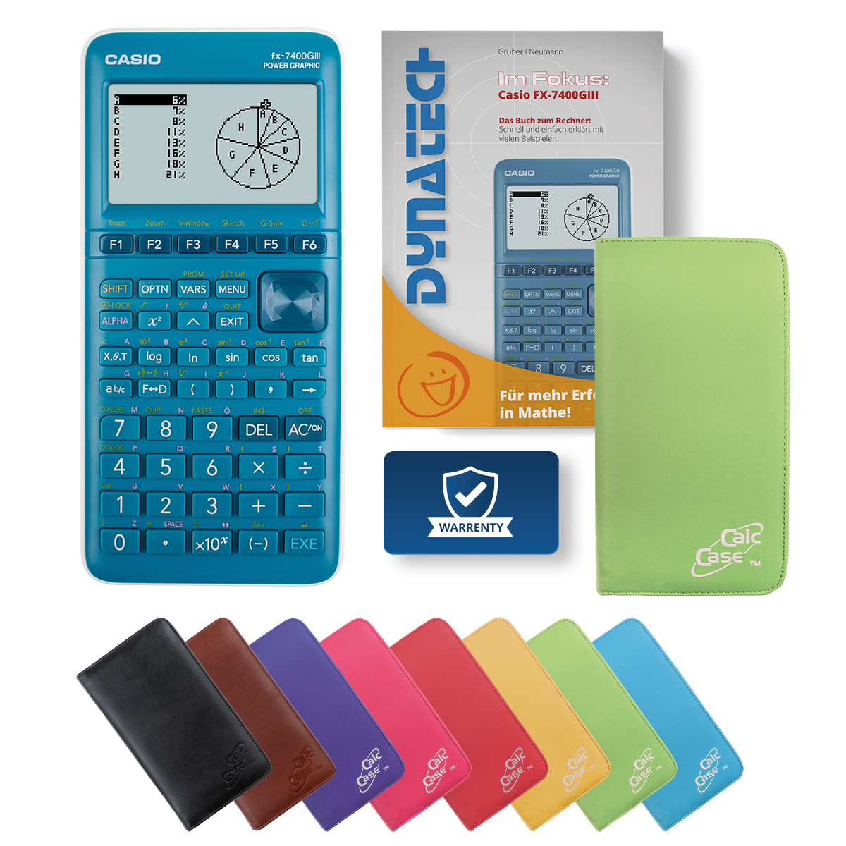 Casio FX-7400 G III Grafikrechner mit Schutztasche grün und Fachbuch 