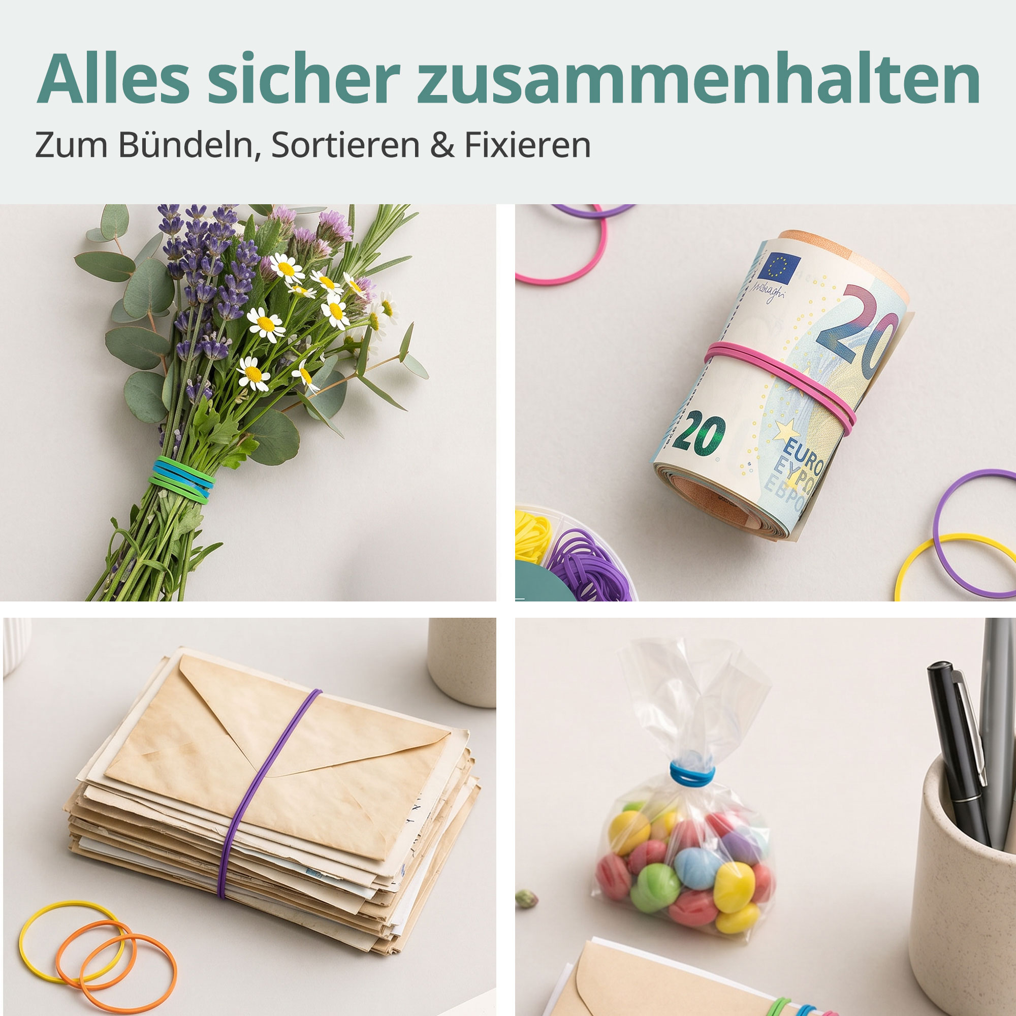 Gummibänder 120 Stück in 6 Farben 