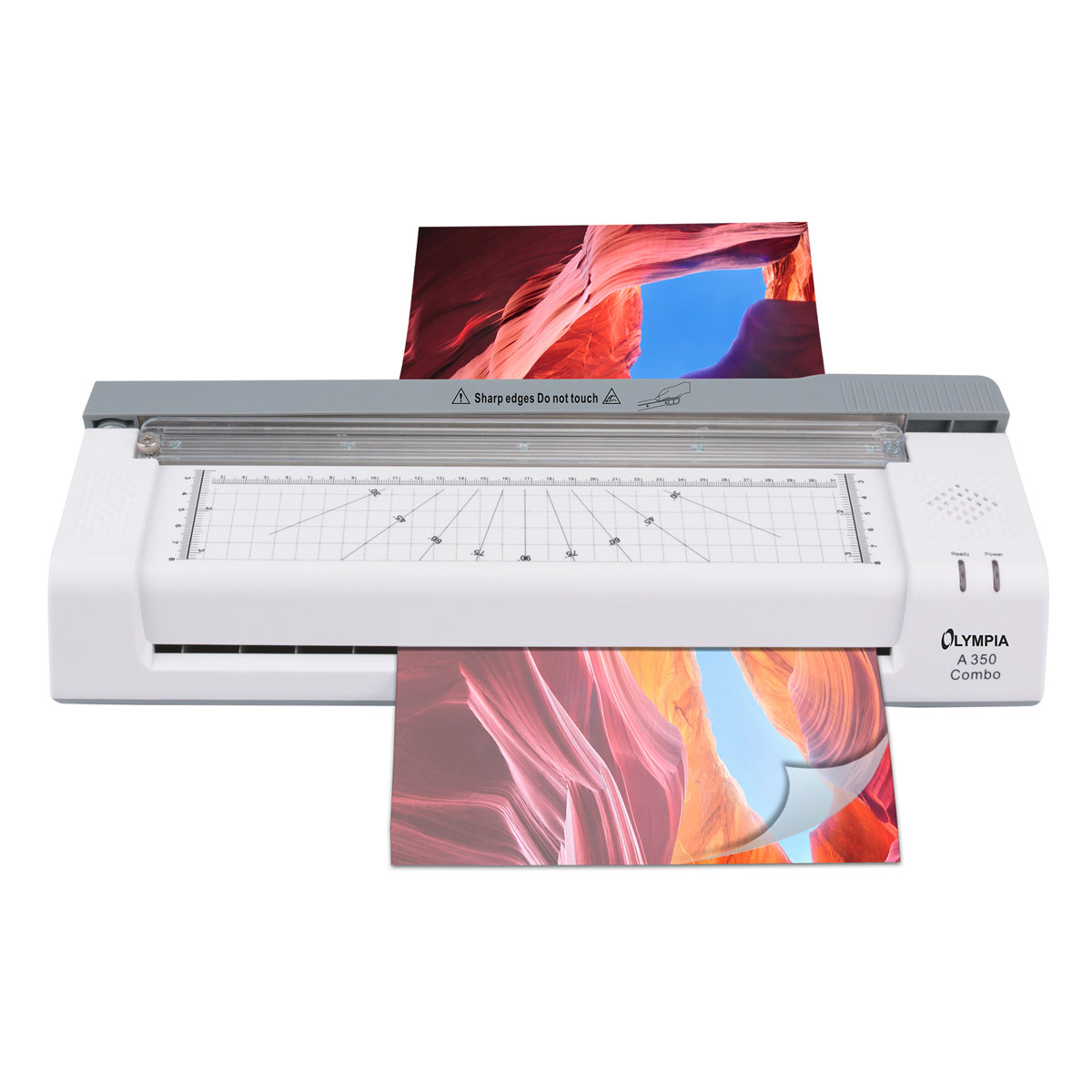 Olympia A 350 Combo Laminiergerät mit Hebel-Papierschneidemaschine A3, 330mm maximal, 8 Blatt 3 Schnittarten, 