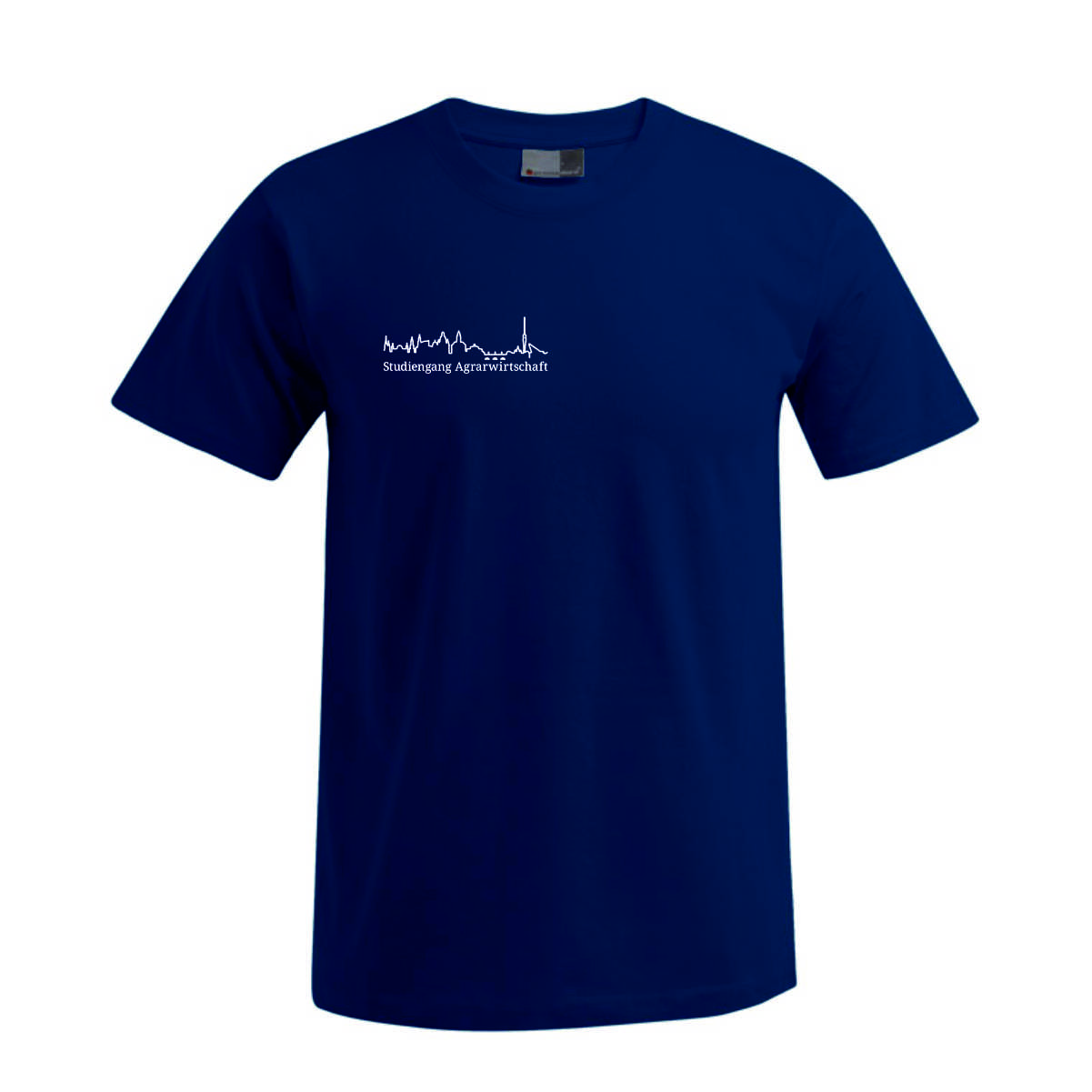 Premium T-Shirt Men navy, Größe M, Direktdruck weiß auf Brust rechts & Rücken mittig