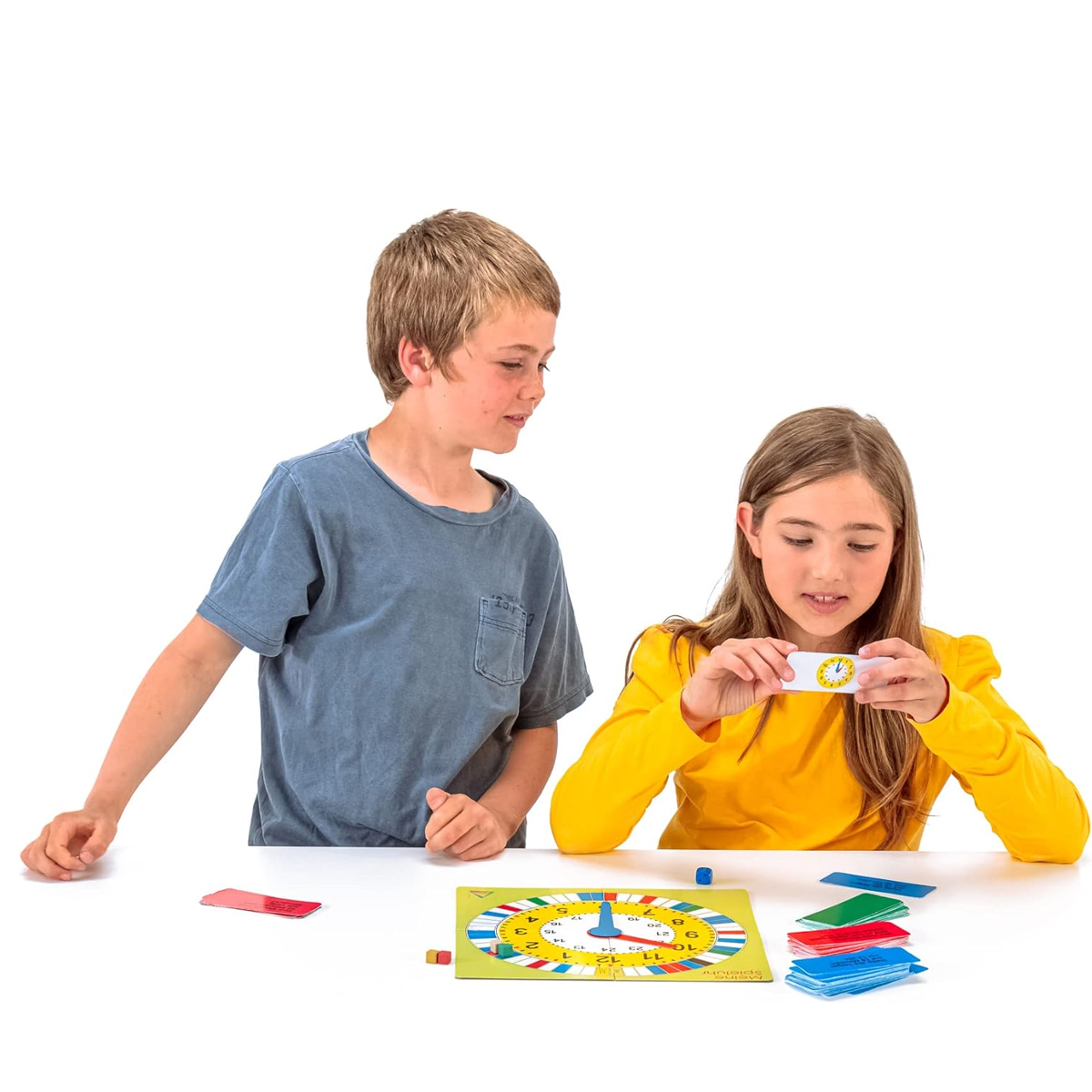 Wissner Mathespiel Uhrzeit mit Spielbrett, 4 Spielsteinen und 90 Aufgabenkärtchen 