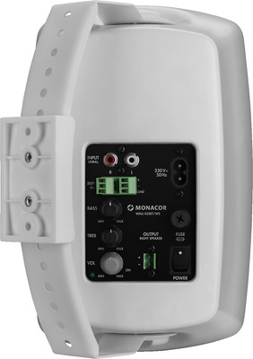 MONACOR WALL-05SET/WS Aktives 2-Wege-Stereo-Lautsprecherboxen-System, 2 x 30 W,