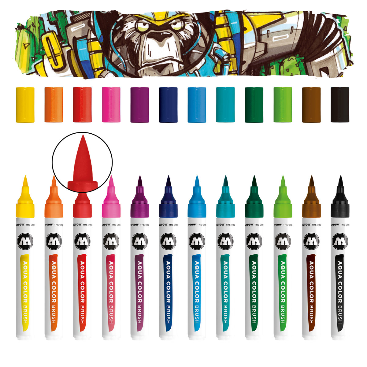 Molotow Marker AQUA COLOR BRUSH 12er Etui, Basic Set 1, sortiert 