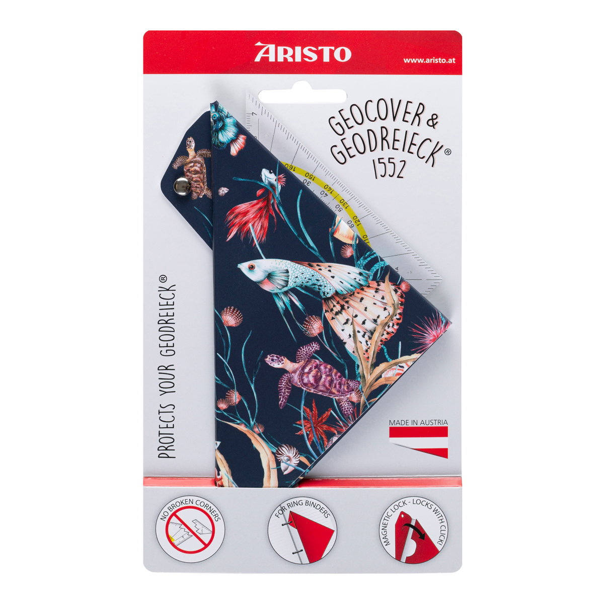 Aristo Geocover 16 cm mit Geodreieck AR1552 + Schutzhülle Motiv MarineLife 