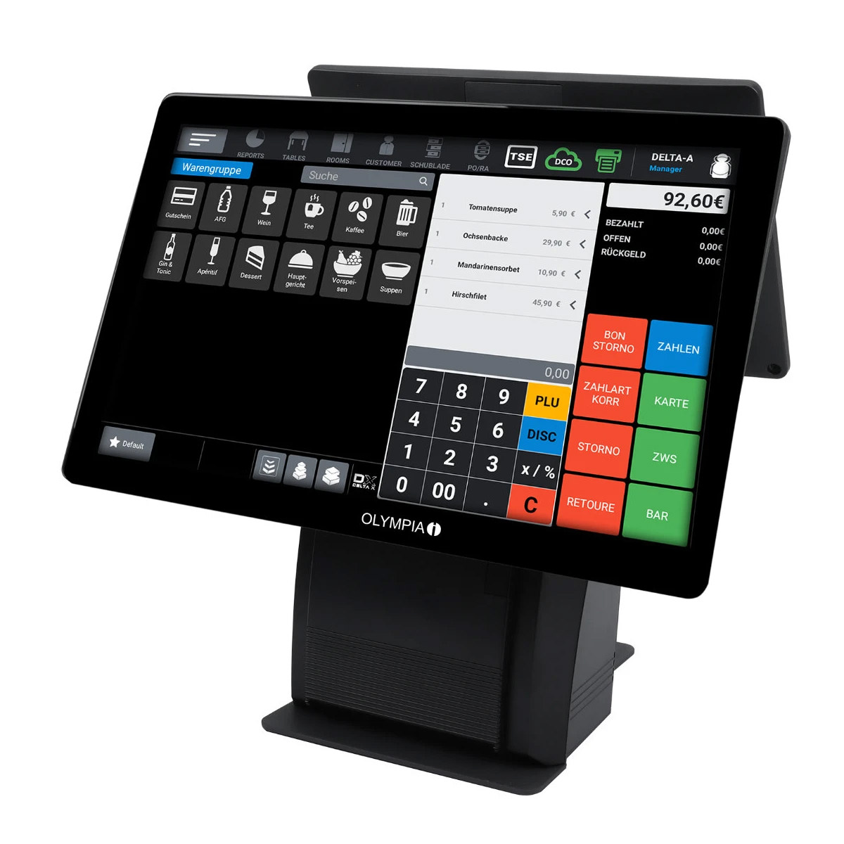 Olympia T215DK Kasse, für Handel und Gastro, ohne TSE-Lizenz 15 Zoll Touchdisplay