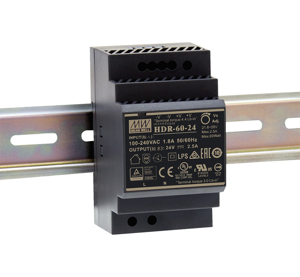 MONACOR HDR-60/24 Schaltnetzgerät 60W,  AC ~85-265 V/47-63 Hz DC24 V/2,5 A, passend auf Hutschienen TS35