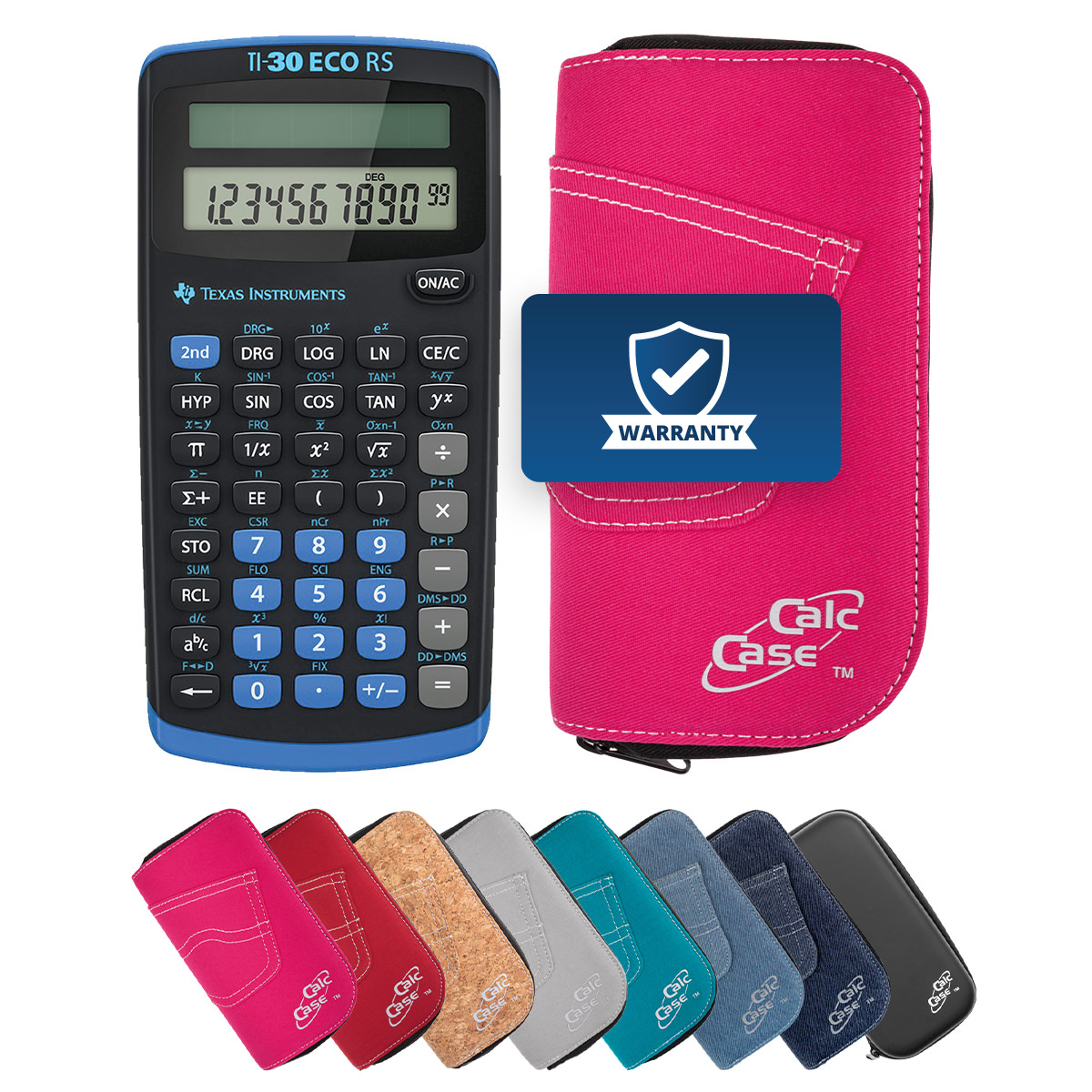 TI-30 ECO RS Schulrechner mit Schutztasche im Jeans-Design pink 