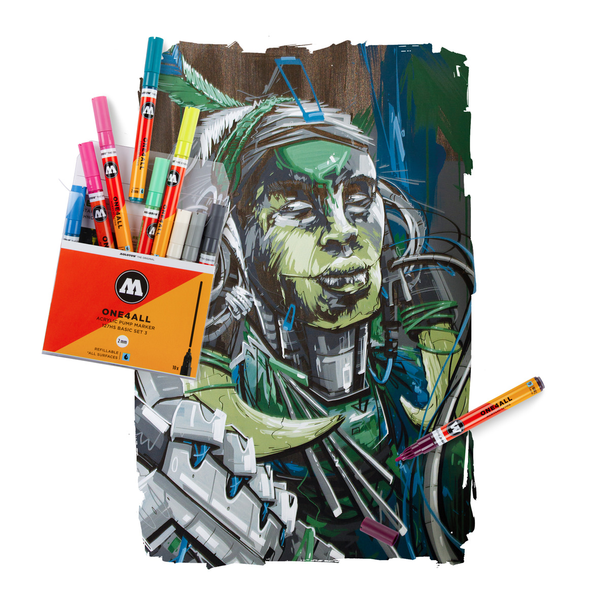 Molotow Acrylmarker ONE4ALL ACRYLIC 127HS 10er Etui, 2 mm, Basic Set 3 