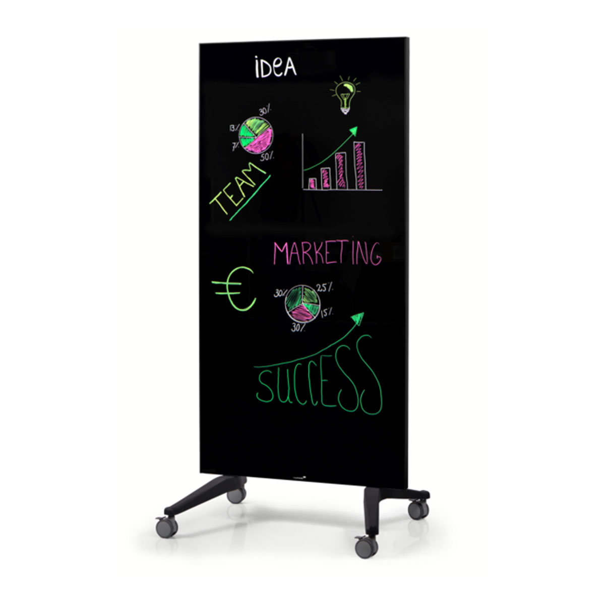 Legamaster 7-105200 mobile Glasboard 90 x 175 cm, schwarz