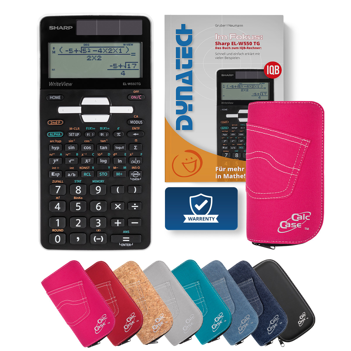 Sharp EL-W550TG Schulrechner mit Schutztasche pink und Fachbuch 