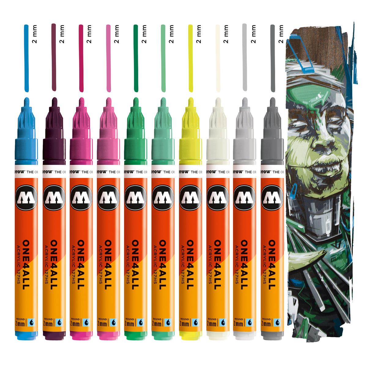 Molotow Acrylmarker ONE4ALL ACRYLIC 127HS 10er Etui, 2 mm, Basic Set 3 