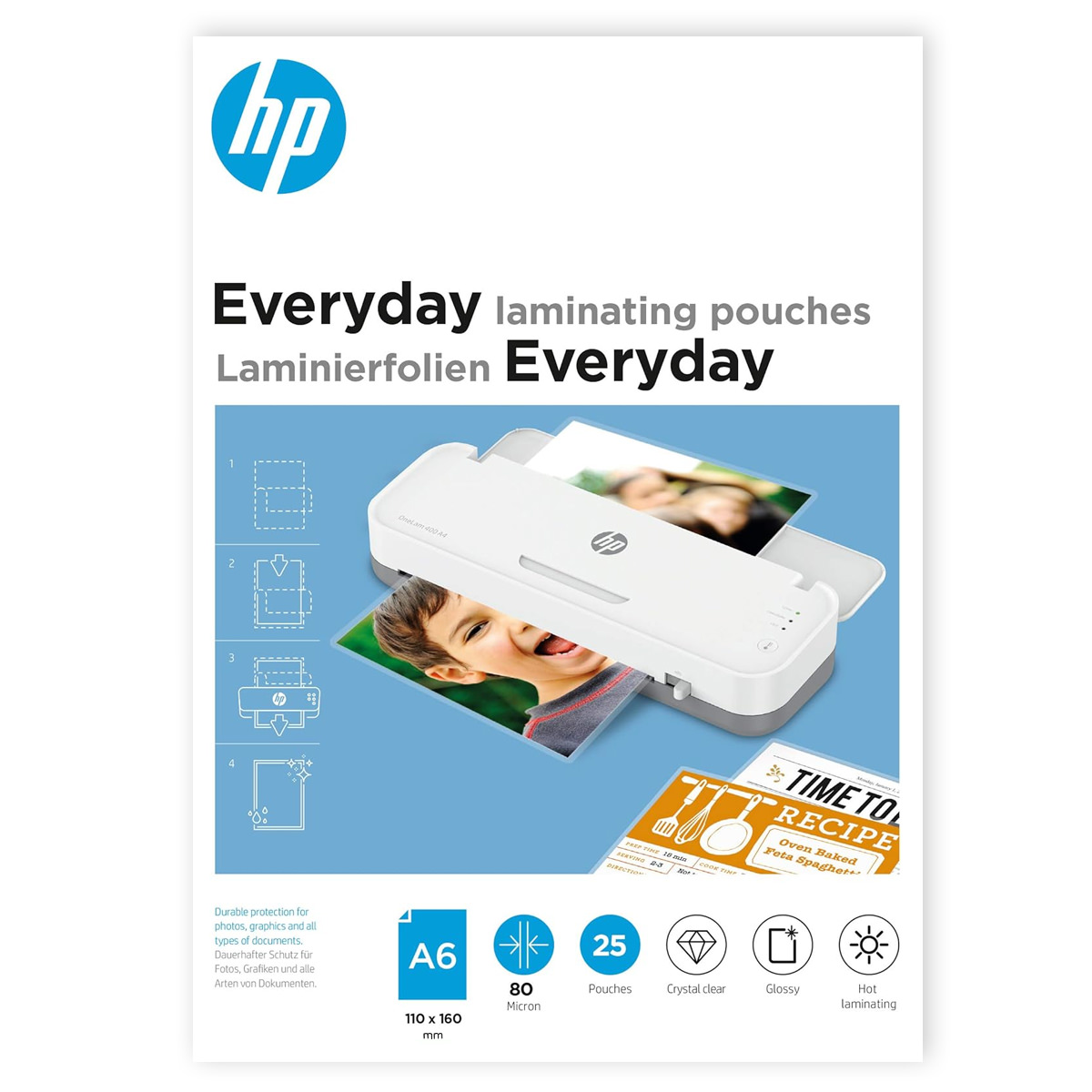 HP Laminiertaschen Everyday, A6, 80 Micron, 25 Stück 