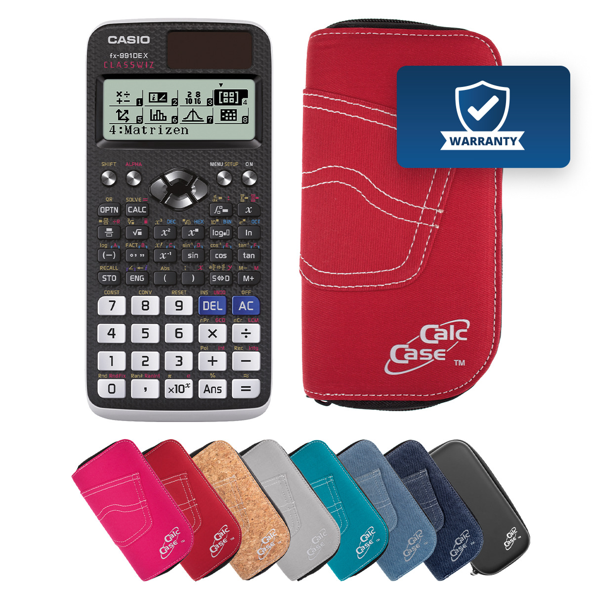 Casio FX-991 DE X Schulrechner mit Schutztasche rot 