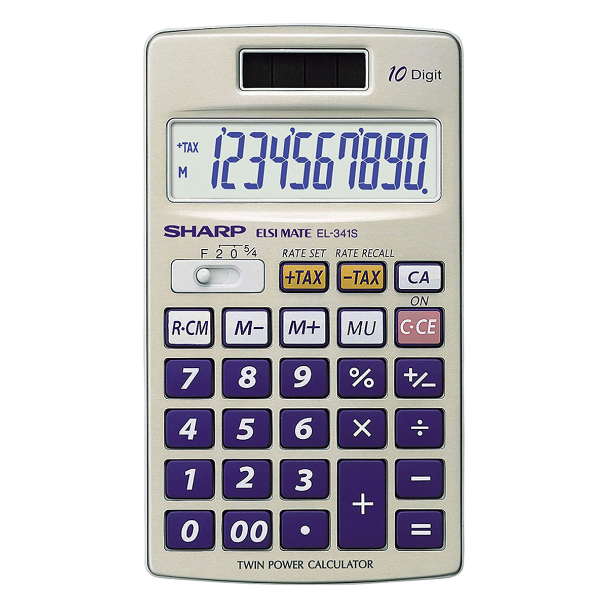 Sharp EL-341S Taschenrechner Solar, 10 Stellen, Steuerberechnung